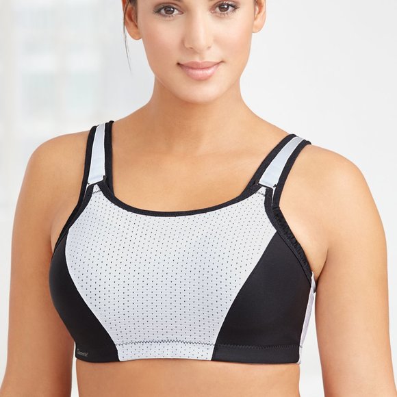 Glamorise SPORT Bra 42D (DOUBLE-LAYER) Wicking (PADDED-STRAPS) WHITE NEW - Picture 7 of 14
